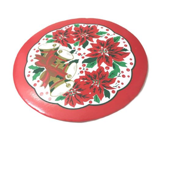 Vintage 70's POINSETTIA Coasters / Set Of 8 Holiday Coasters - Picture 3 of 4